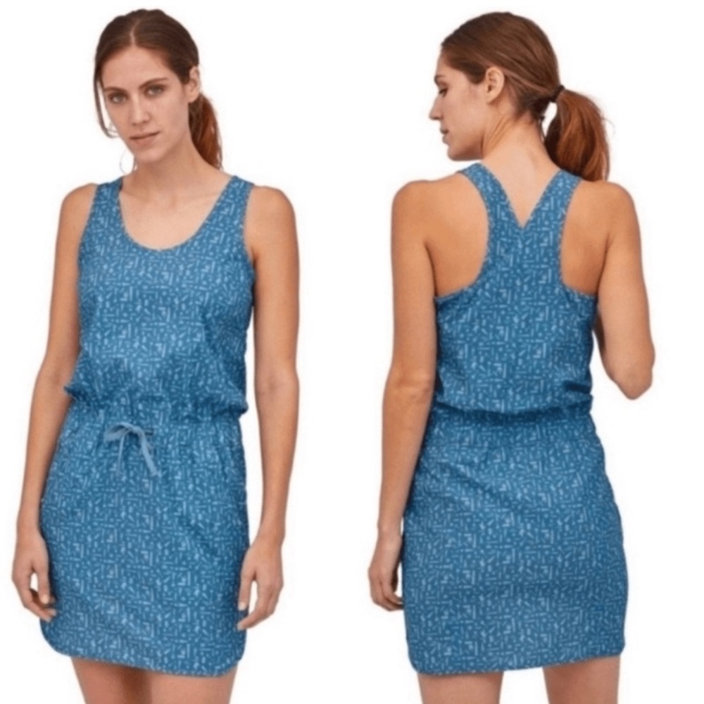 Patagonia Fleetwith athletic Dress blue pattern medium